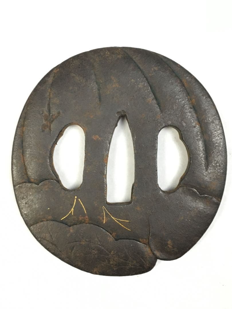 S163葉紋鉄鍔 武具 刀装具