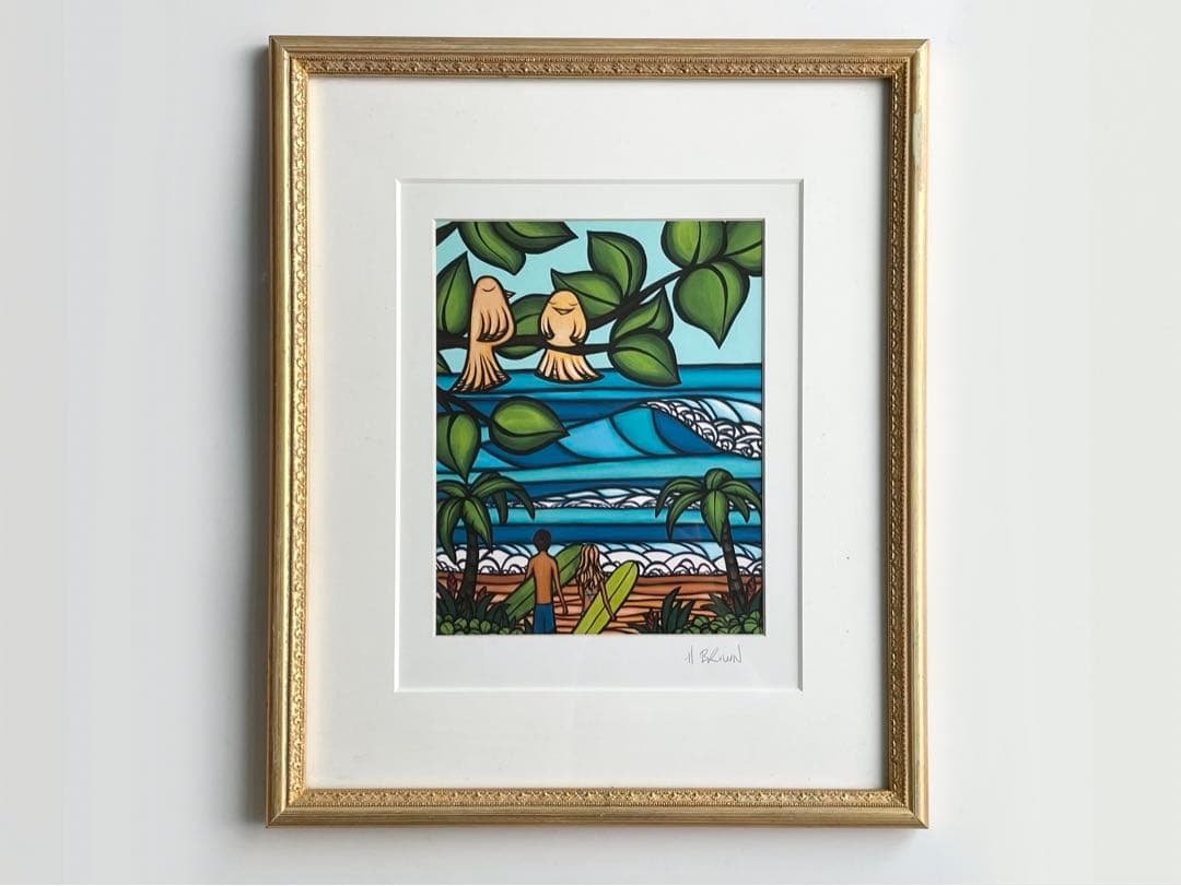 ヘザーブラウン　Heather Brown 絵画　ハワイ　額入